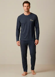 [MKP4310] DESCUENTO 10% LIQUIDACION DE TEMPORADA! INV. PIJAMA HOMBRE MANGA LARGA RAYADO CON BORDADO