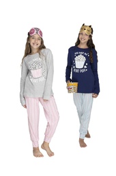 [LEN26923] INV. PIJAMA NENA MANGA LARGA DE ALGODÓN ESTAMPADO "POPCORN"