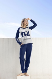 [LEN26316] INV. PIJAMA MANGA LARGA DE JERSEY REMERA ESTAMPADA Y PANTALON LISO
