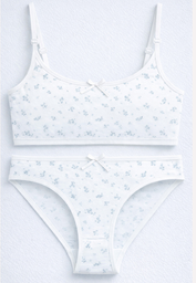 [MAR30002] CONJUNTO TEENS ESTAMPADO DE ALGODÓN Y LYCRA CON BRETEL FINO Y VEDETINA "LIBERTY"