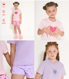 [ELE2721] VER. PIJAMA NENA REMERA Y SHORT ESTAMPADO CON BRILLOS "CORAZON"