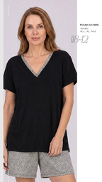 [SP11842] VER. PIJAMA MANGAS CORTAS LISA Y SHORT ESTAMPADO