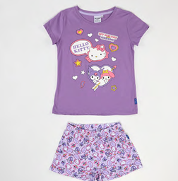 [DIS84638] VER. PIJAMA DE ALGODÓN ESTAMPADO Y SHORT DE MODAL "KITTY"