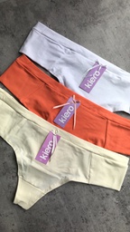 [KIE2197] PACK X3 CULOTELESS DE ALGODÓN Y LYCRA CON CINTURA DOBLE
