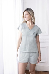 [LEN27784] VER. PIJAMA REMERA Y SHORT ESTAMPADO RAYADOS
