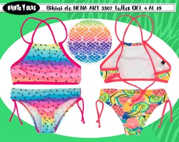 [VYO3302] MALLA BIKNI NENA ESTAMPADO FRUTAS Y CORAZONES. 